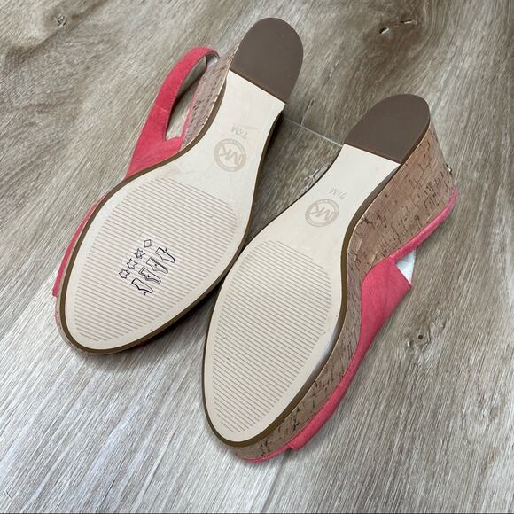 MICHAEL Michael Kors Women's Pink Suede Natalia Slingback Wedge Sandals sz 7.5 - Picture 3 of 10